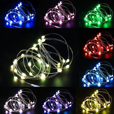 5/10/20M USB LED String Lights Copper Silver Wire Garland Li