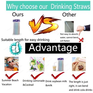 50-1000Pcs Drinking Plastic Black Straws Colorful Flexible W