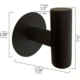 Matte Black Adhesive Wall Hooks 2 Packs, Heavy Duty Sticky T