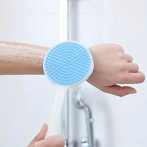 Long Handle Back Scrubber Double-Sided Silicone with Bristle