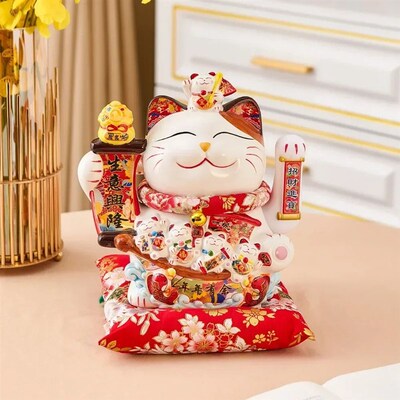 Ceramic Maneki Neko Lucky Cat Home Decor Waving Hand Cat Fen