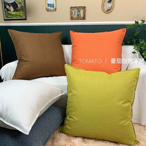 纯色加厚亚麻沙发抱枕靠垫客厅靠枕床头特大号靠背枕抱枕含芯