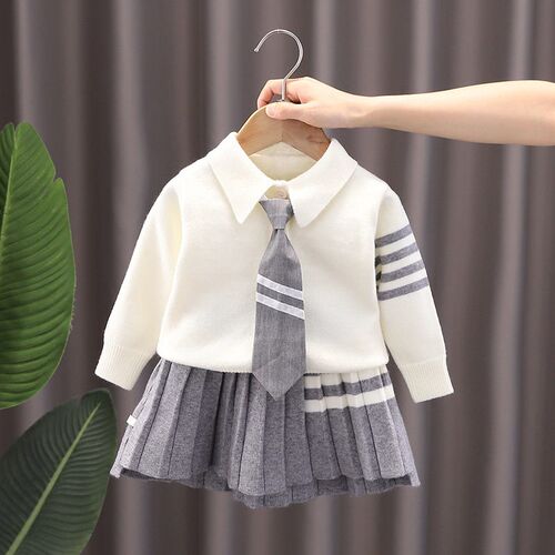 Autumn Dress for baby girl Knitted dresses children knee-len