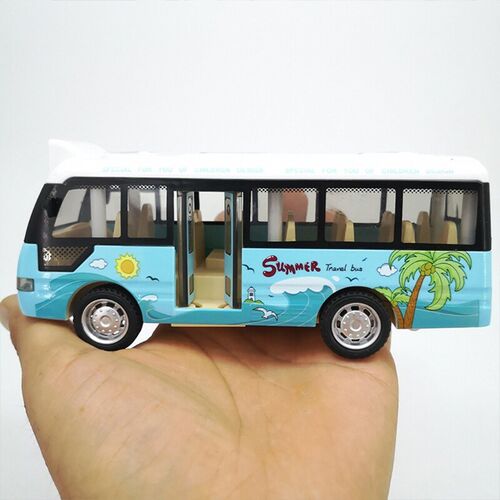 School Bus Sound Light Tour Bus Model Boy Toy Diecasts Toy V