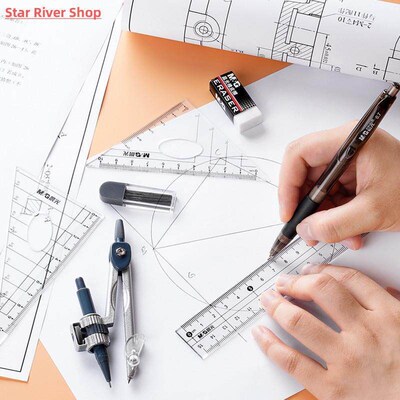 8 Pcs/Set Compass Ruler Set Protractor Drawing Triangle Eras