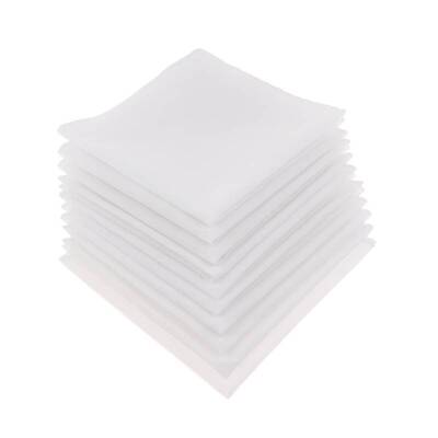 10pcs 100% Cotton Pocket Square White Solid Handkerchief Bla