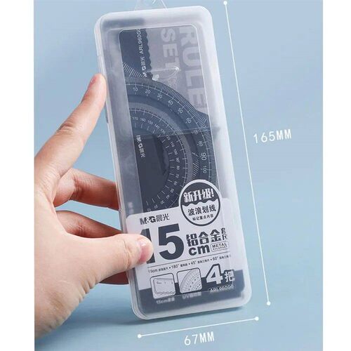 4Pcs/Set Aluminium Ruler Set Metal Plastic Soft Geometry Mat