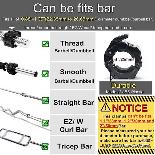 25/50mm Spinlock Collars Barbell Collar Lock Dumbell Clips B