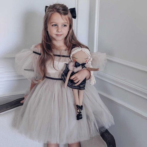 Girls Summer Dress Baby Kids Princess Fashion Boat Neck Mesh