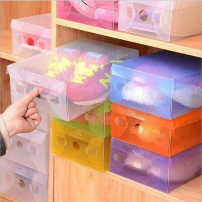 10pcs/lot Clear Foldable Plastic Shoe Storage Case Boxes