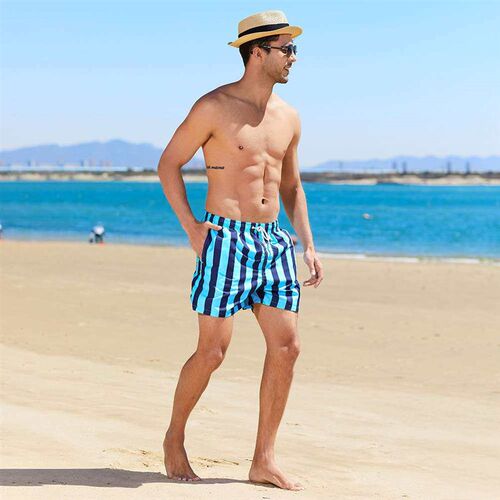 Summer New Casual Vacation Striped Beach Pants Mens Colorbl