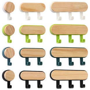 1Pcs Strong Self Adhesive Door Wall Hangers Hooks ABS Wood H