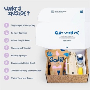 Sculpd Pottery Starter Kit - Complete Air Dry Clay + Paintin