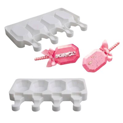 Meibum 4 Cavity Juice Cube Tray Ice Cream Molds Summer Silic