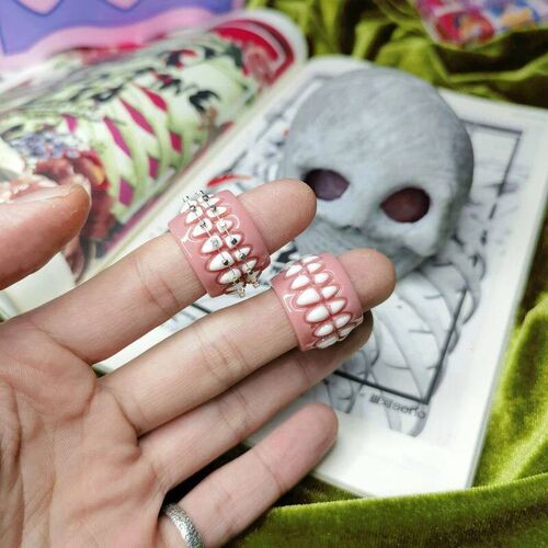 Lovely Resin Teeth Brackets Rings for Women Men New Creative
