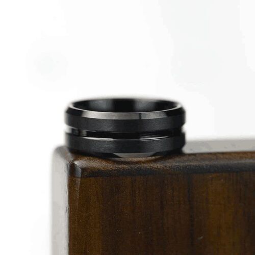 Fashion 8mm Mens Black Tungsten Wedding Band Rings Black