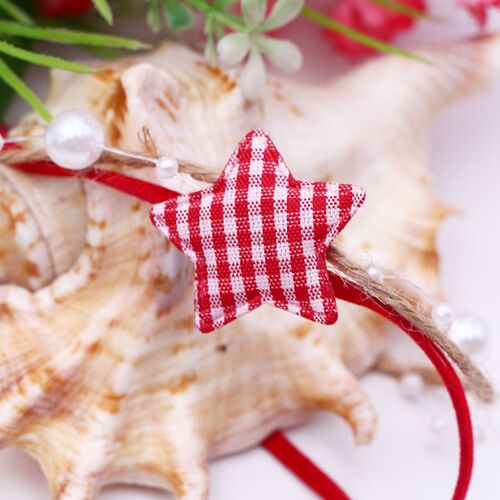 50 PCS Red Scottish Checked Fabric Christmas star party