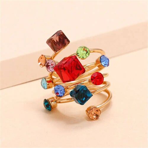 Luxury Multi Stones Rings For Women rendy Crystal Rhinestone