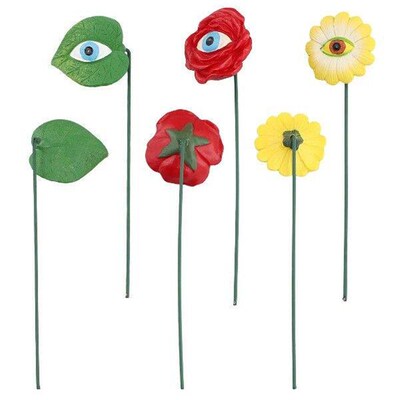 Reliable 6PCS Resin Plant Eyes Stakes Novelty Rose