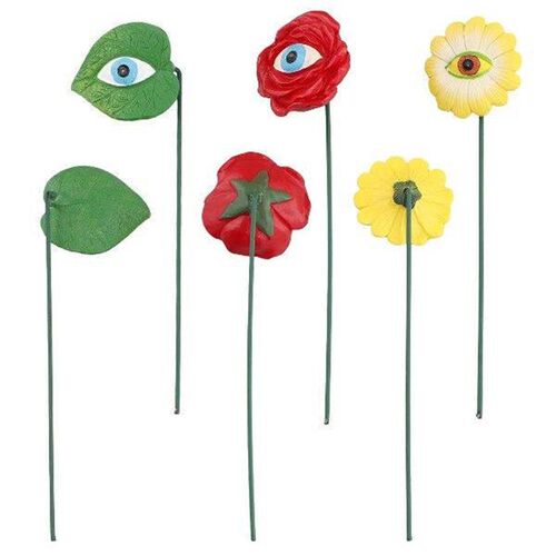 Reliable 6PCS Resin Plant Eyes Stakes Novelty Rose