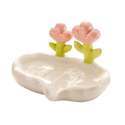 Free Shipping Elegant and Trendy Floral Soap Dish, Plastic