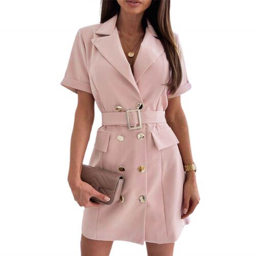 ndy Short Dress Hand over Collar Metal Slim Suit Short