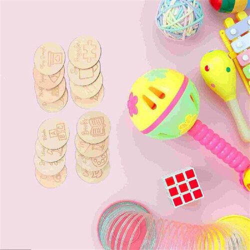 16 Pcs Basket for Kids Wooden Tags Toy Organizer Plate