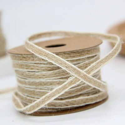 10M/Roll Jute Burlap Rolls Hessian Ribbon With Lace Vintage