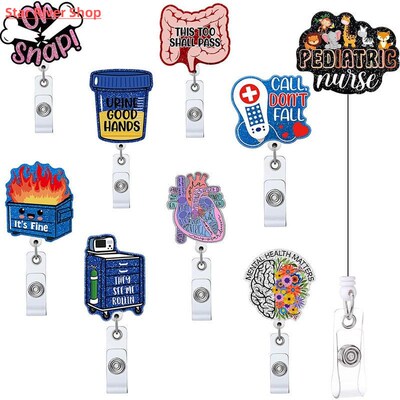 Medical Heart Lung Brain Acrylic Glitter Retractable Badge