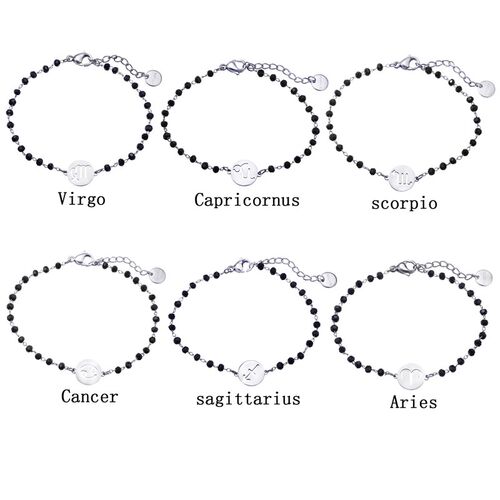 Stainless Steel Round Hollow 12 Constellation Zodia Sign Bra