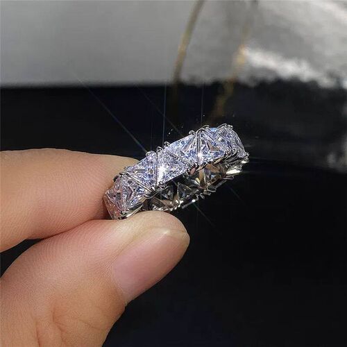 Huitan Luxury Wedding Band Promise Rings for Women Unique Tr