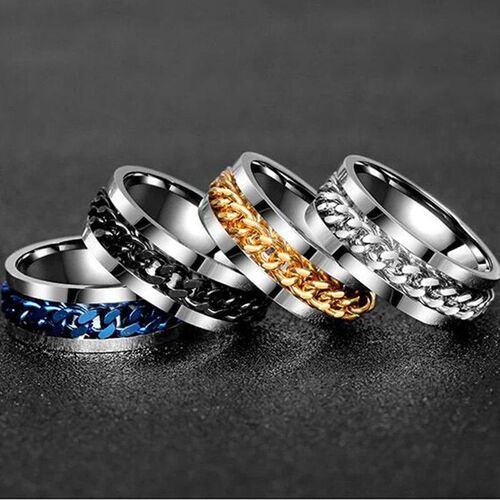 Letdiffery Cool Stainless Steel Rotatable Men Ring High Qual