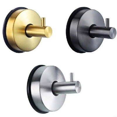 Q1FD 2pcs No Drilling Suction Hooks Stainless Steel Hook