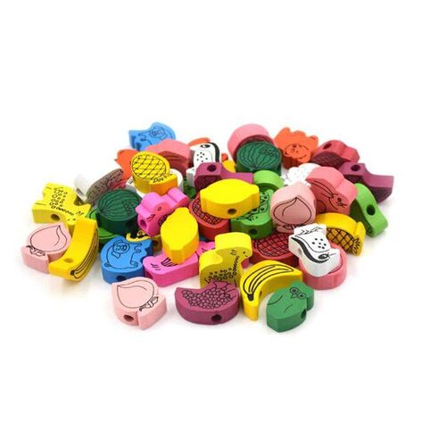 26pcs/lot wooden toys Cartoon Animals Fruit beads Stringing