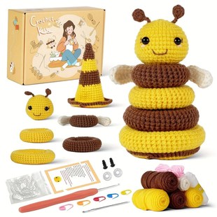 1 Pack DIY Cute Bee Stacking Crochet Kit, Complete Crochet S
