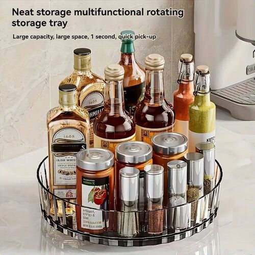 360Rotating Tray Spice Rack Pantry Cabinet Turntable With