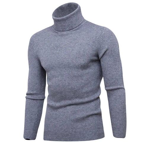 Casual Men Turtleneck Sweater Autumn Winter Solid Color Knit