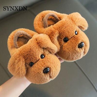 Winter Warm Kids Slippers Boy and Girls Indoor Non-slip Cott
