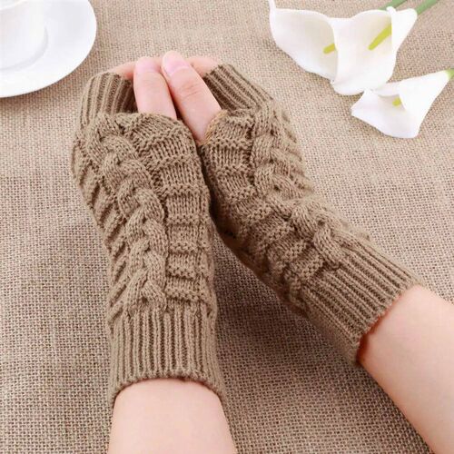 Half Finger Gloves for Women Winter Soft Warm Wool Knitting