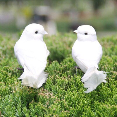 Artfcal Whte Pgeon Plastc Feather Love Peace Doves Br