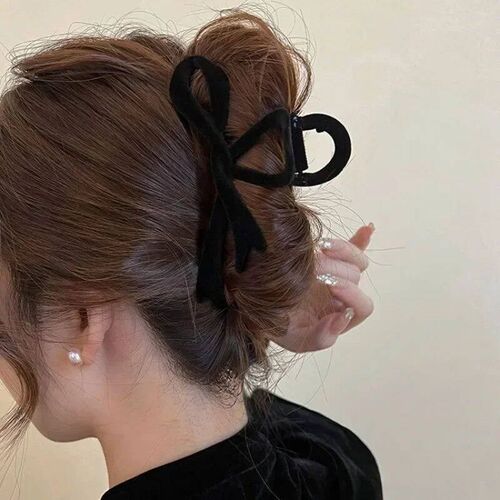 Red Velvet Bow Hair Clips Autumn Winter Women Hair Claw Clip