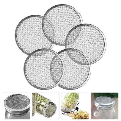 5pcs Stainless Steel Germination Screen Sprouting Lids Wide