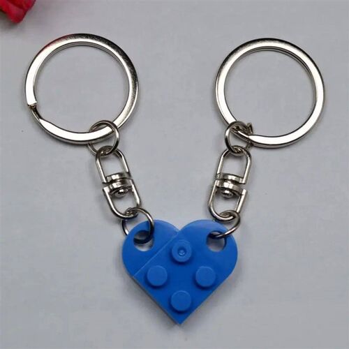 1Pair Cute Love Heart Building Block Keychains for Couples W