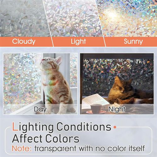 Window Privacy Film Rainbow Window Clings 3D Decorative Wind