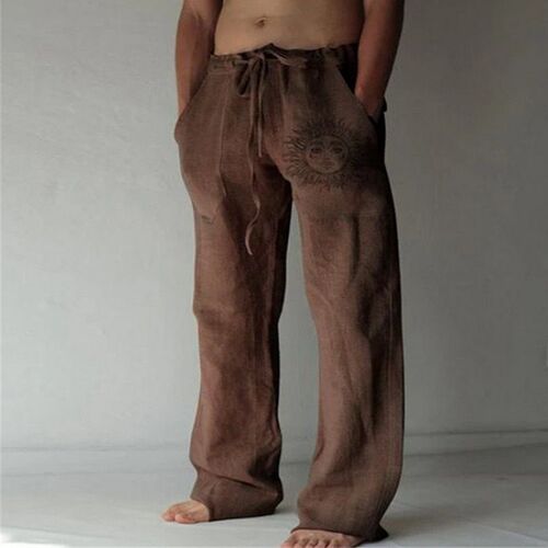 Jodimitty Mens Cotton Pants Summer Solid Color Breathable T