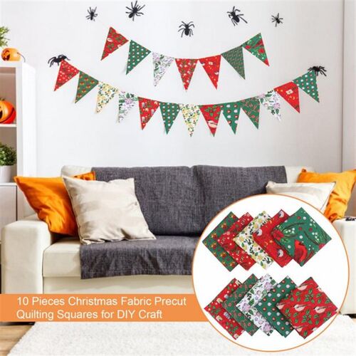 10pcs 25x25Cm Christmas Patchwork Fabric Print Quilting Fabr
