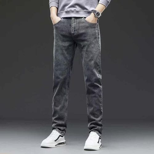 Spring and Summer New Jeans Mens Straight Loose Casual High