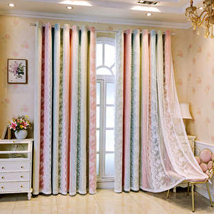 法式蕾丝窗帘卧室高级感遮光女孩房间公主风儿童房女生2023年新款