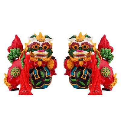 Chinese style souvenir dragon and lion porcelain Crafts gift