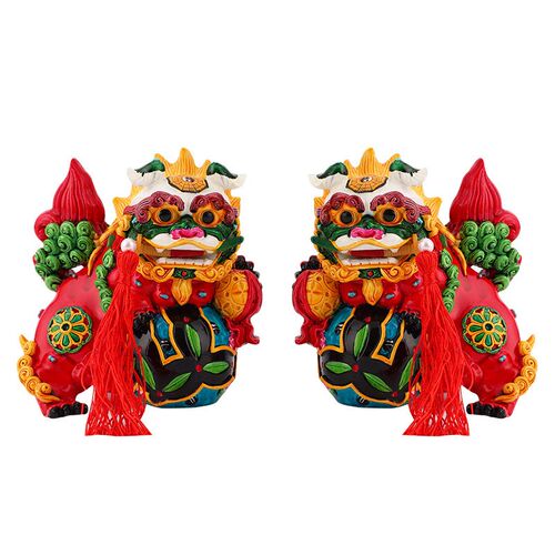 Chinese style souvenir dragon and lion porcelain Crafts gift